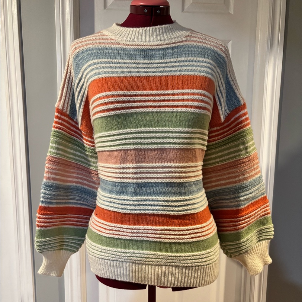 SHEIN Colorful Striped Crew Neck Sweater